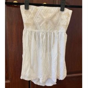 White Strapless Beaded American Eagle Outfitters Tank Top [Small]